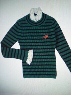 Philosophy girls Green Stripe Lace Motif Sweater size 4